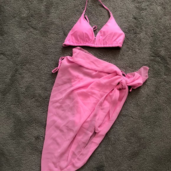 Pink Bikini with Sarong Size L *FREE WITH PURCHASE - Picture 2 of 4